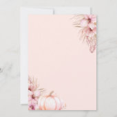 Invitation Petite fille Citrouille rose florale automne 4e an (Dos)