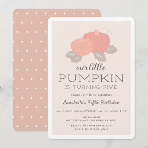 Invitation Petite fille Citrouille rose rousse Anniversaire