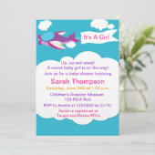 Invitation Petite fille d'avion mignonne Baby shower Invitati (Debout devant)