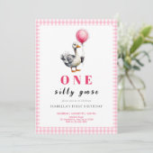 Invitation Petite fille de ballons d'oie rose (Debout devant)