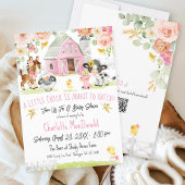 Invitation Petite fille de la ferme de poussins Barnyard Baby