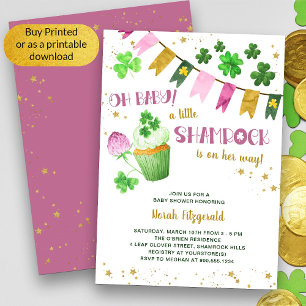 Invitation Petite Fille de la Saint-Patrick Shamrock Oh Baby