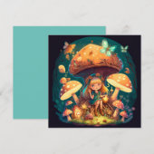 Invitation Petite fille elf parmi les champignons (Devant / Derrière)