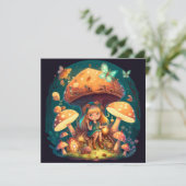 Invitation Petite fille elf parmi les champignons (Debout devant)