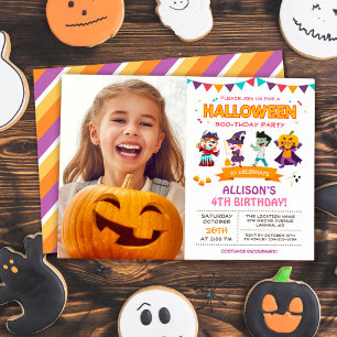 Invitation Petite fille Enfants Halloween fête d'anniversaire