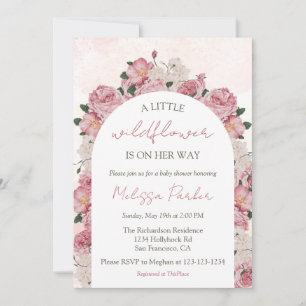 Invitation Petite fille Fleur sauvage Baby shower floral élég