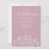 Invitation Petite fille Fleur sauvage Baby shower rose (Devant)