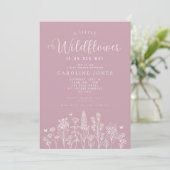 Invitation Petite fille Fleur sauvage Baby shower rose (Debout devant)