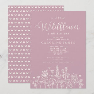 Invitation Petite fille Fleur sauvage Baby shower rose