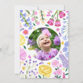 Invitation Petite fille Fleur sauvage Premier anniversaire ph (Dos)