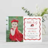 Invitation Petite fille Ladybug, photo de la fête d'anniversa (Debout devant)