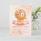 Invitation Petite fille Lion anniversaire (Debout devant)