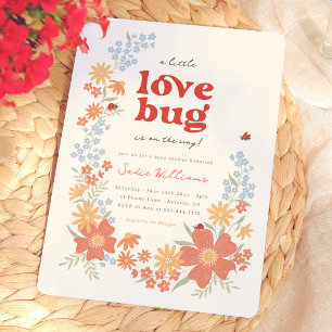 Invitation Petite fille Love Bug Baby Shower Rétro