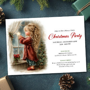Invitation Petite Fille Mignonne Attendant le Père Noël Modif