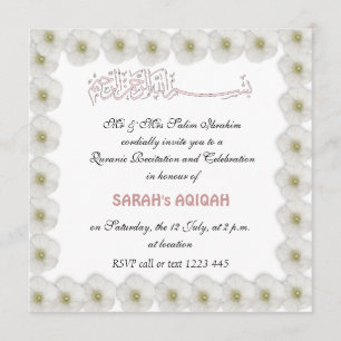Invitation Petite fille musulmane Aqiqah