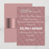 Invitation Petite fille musulmane Pink Aqiqah (Devant / Derrière)