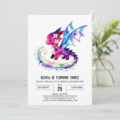Invitation Petite fille numérique Dragon personnalisée Annive (Debout devant)