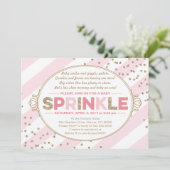 invitation petite fille or rose rayures (Debout devant)