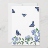Invitation Petite fille papillon bleu Baby shower floral (Dos)