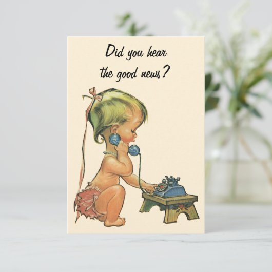 Invitation Petite fille parlant au téléphone, changement d'ad (Debout devant)