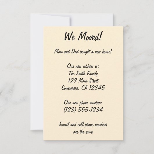 Invitation Petite fille parlant au téléphone, changement d'ad (Dos)