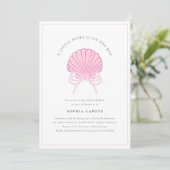 Invitation Petite fille perle Baby shower rose (Debout devant)