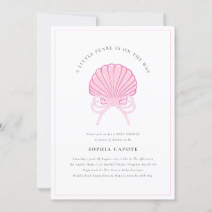 Invitation Petite fille perle Baby shower rose