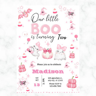 Invitation Petite Fille Petit Boo Halloween Anniversaire N'Im