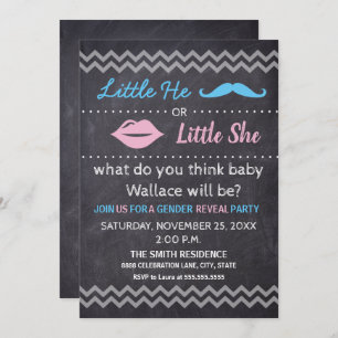 Invitation Petite fille qu'elle aime la moustache révélation 