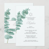 Invitation Petite fille qui nomme Eucalyptus Hébreu verdure (Devant / Derrière)