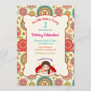 Invitation Petite Fille Robe Espagnole Colorée