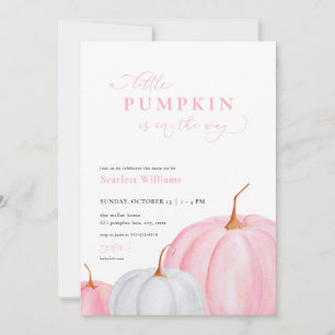 Invitation Petite fille rose Baby shower Citrouille Invitatio