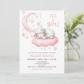 Invitation Petite fille rose Baby shower d'agneau (Debout devant)