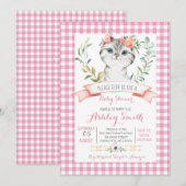 Invitation Petite fille rose baby shower de Kitty cat (Devant / Derrière)