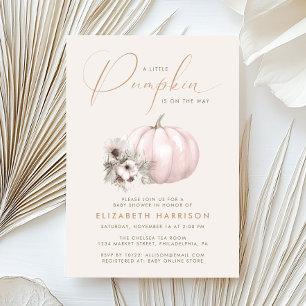 Invitation Petite fille Rose Citrouille Baby Shower