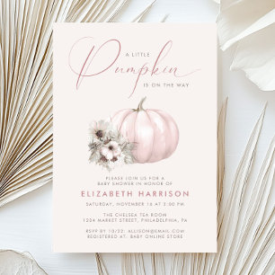 Invitation Petite fille Rose Citrouille Baby Shower