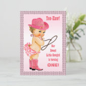 Invitation Petite fille rose Pois 1er anniversaire (Debout devant)