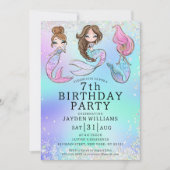 Invitation Petite fille sirène Anniversaire (Devant)