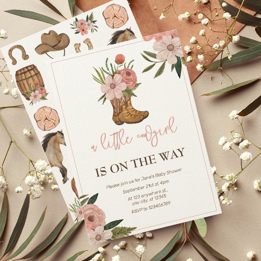 Invitation Petite fille sur le chemin Baby shower