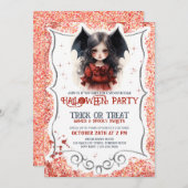 Invitation Petite fille vampire Gothique Halloween (Devant / Derrière)
