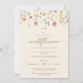 Invitation Petite fleur Fleur sauvage 1er anniversaire (Devant)