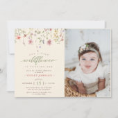 Invitation Petite fleur Fleur sauvage 1ère photo d'anniversai (Devant)