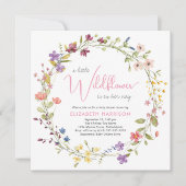 Invitation Petite Fleur sauvage Aquarelle rose bébé fille Dou (Devant)