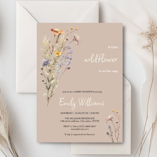 Invitation Petite fleur sauvage baby shower
