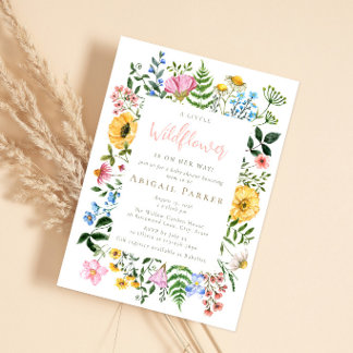 Invitation Petite Fleur Sauvage Baby Shower Aquarelle