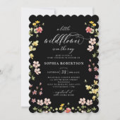 Invitation Petite Fleur Sauvage Baby Shower Bohème Noir (Devant)