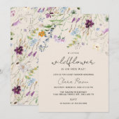 Invitation Petite Fleur Sauvage Beige Fleur Bébé Naissance (Devant / Derrière)