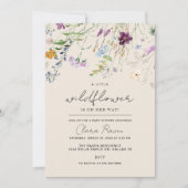 Invitation Petite Fleur Sauvage Beige Fleur Bébé Naissance (Devant)