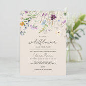 Invitation Petite Fleur Sauvage Beige Fleur Bébé Naissance (Debout devant)