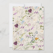 Invitation Petite Fleur Sauvage Beige Fleur Bébé Naissance (Dos)